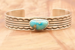 Genuine Sonoran Gold Turquoise Sterling Silver Navajo Bracelet